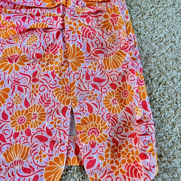 Zara Paisley Pink Linen Mini Scrunch Skirt - Picture 5 of 6